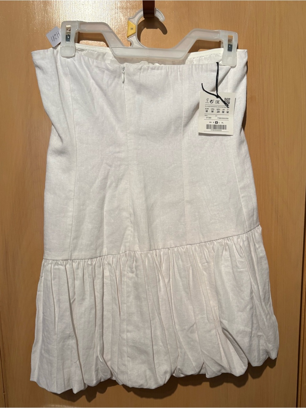 Pull & Bear Bubble Hem Dress White Mini Linen Blend Women’s Medium NWT - Picture 8 of 8